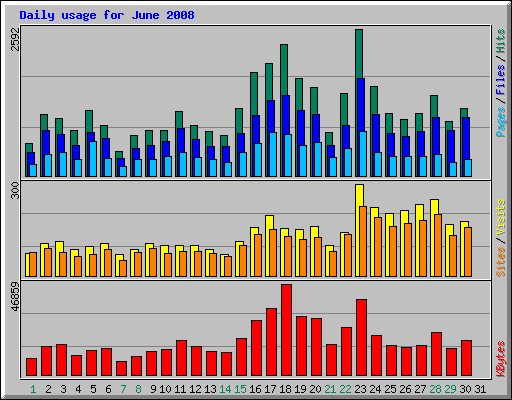 Daily usage for June 2008