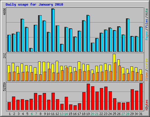 Daily usage for January 2018