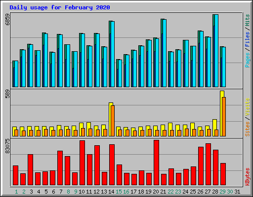 Daily usage for February 2020