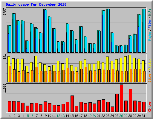 Daily usage for December 2020