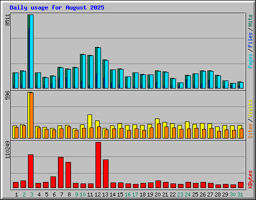 Daily usage for August 2025