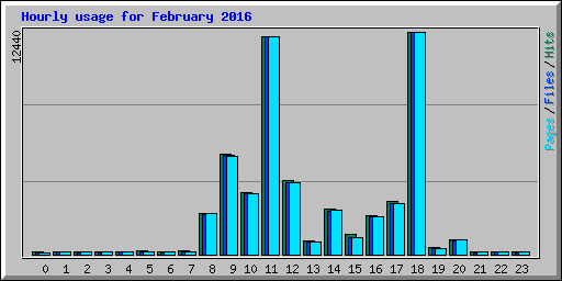 Hourly usage for February 2016