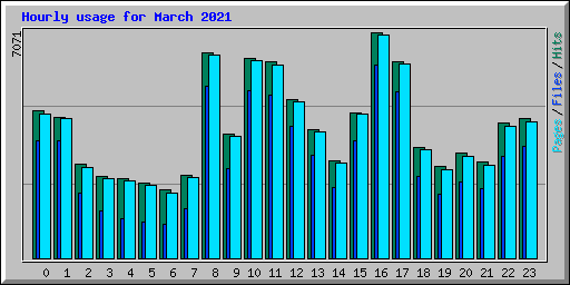 Hourly usage for March 2021